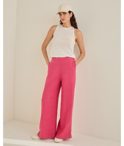 Pantalón Yerse lino palazzo Rosa