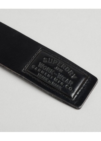 Cinturón Superdry de piel negro en caja de regalo