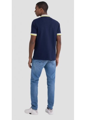 Polo Replay Piqué Azul