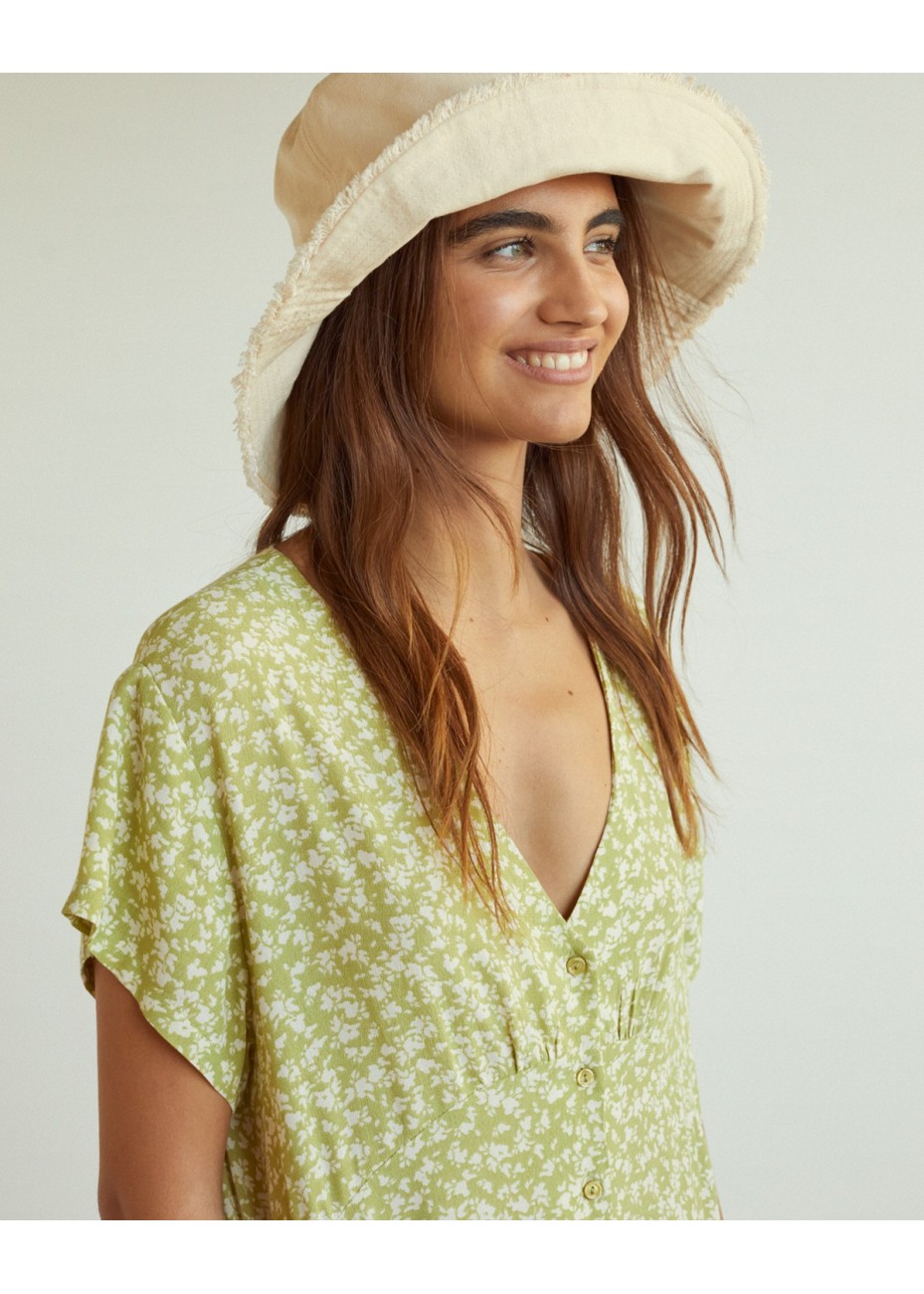 Vestido Yerse fluido midi pistacho