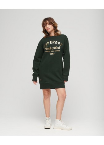 Vestido Superdry Verde Logo Dorado Luxe