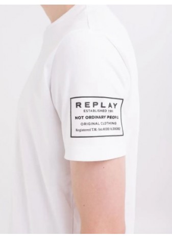 Camiseta Replay Corte Regular Slim Blanca
