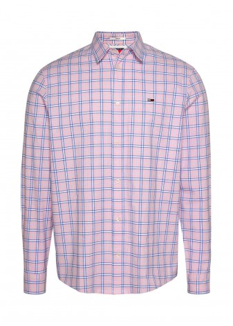 Camisa Tommy Jeans Oxford Cuadros Rosa