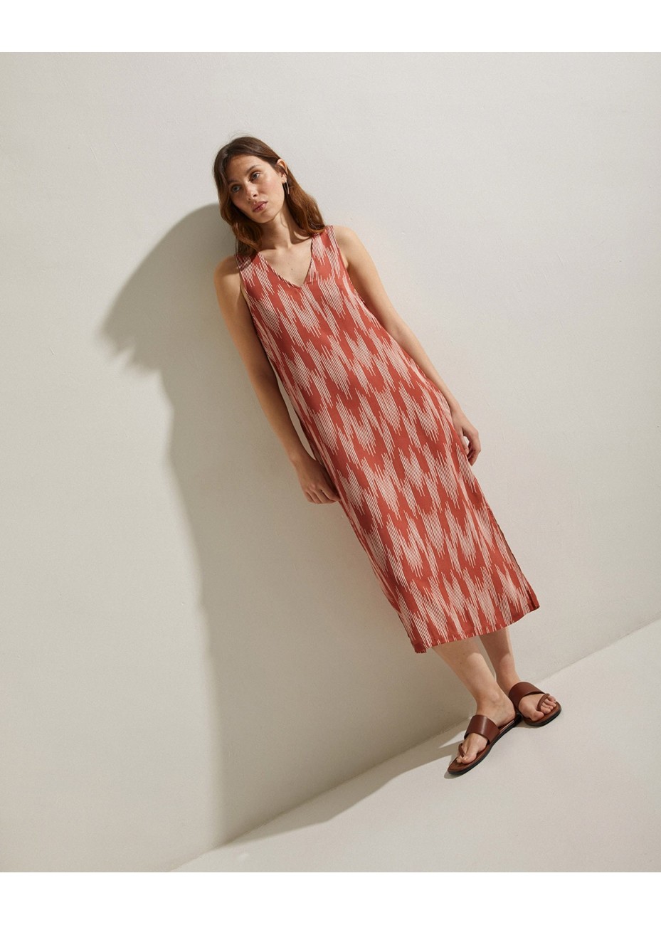 Vestido Yerse Midi Estampado Teja