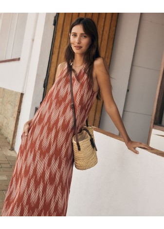 Vestido Yerse Midi Estampado Teja