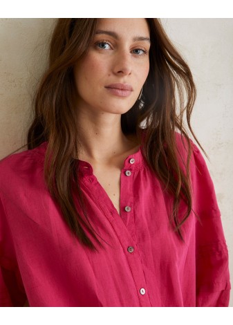 Vestido Yerse Lino y Algodón Fucsia