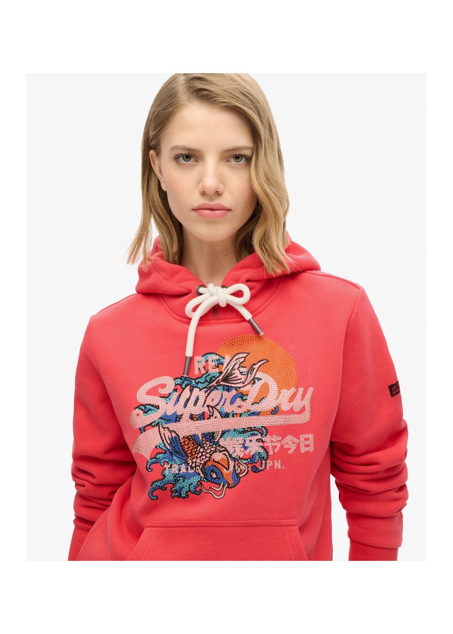 Sudadera Superdry Tokyo Con Capucha Rojo