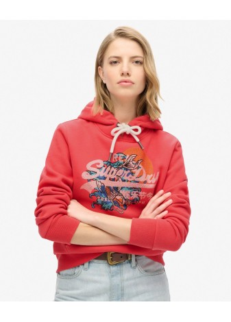 Sudadera Superdry Tokyo Con Capucha Rojo