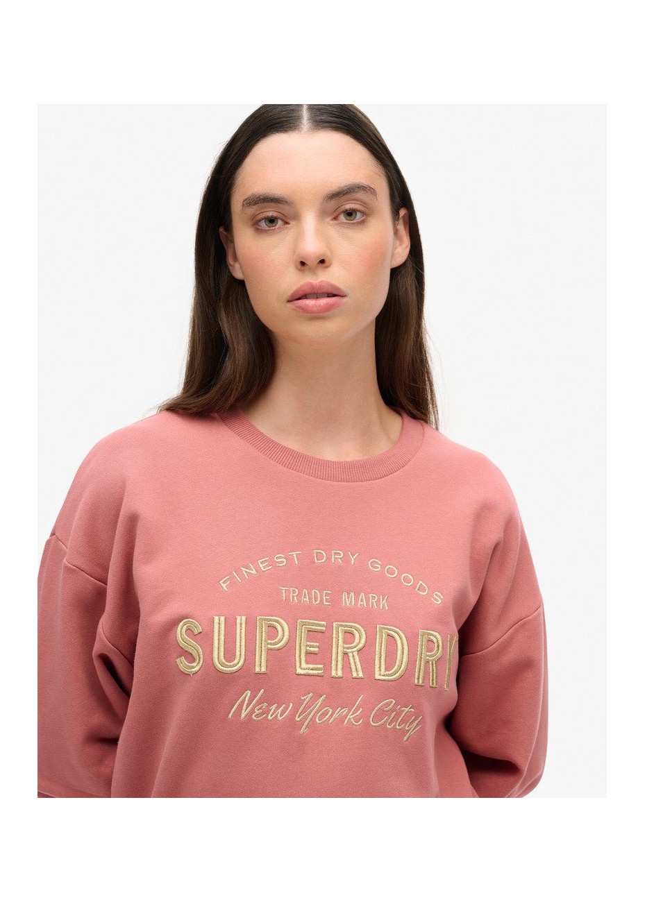 Vestido Superdry Rosa Logo Dorado