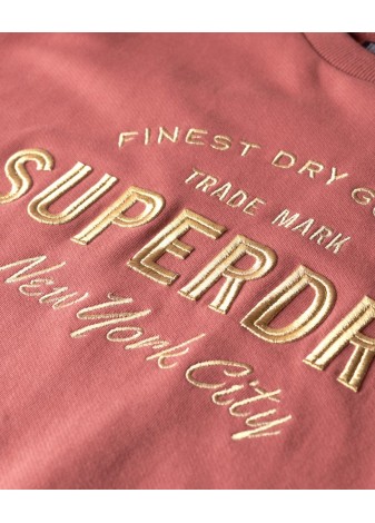 Vestido Superdry Rosa Logo Dorado