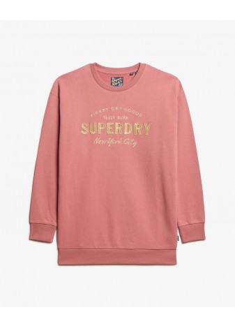 Vestido Superdry Rosa Logo Dorado