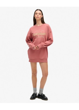 Vestido Superdry Rosa Logo Dorado