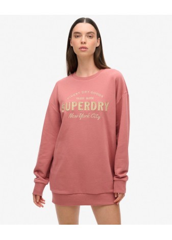 Vestido Superdry Rosa Logo Dorado