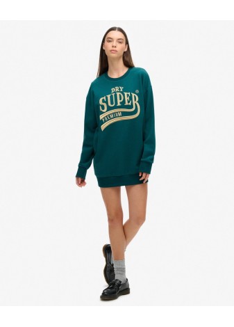 Vestido Superdry Verde Logo Dorado