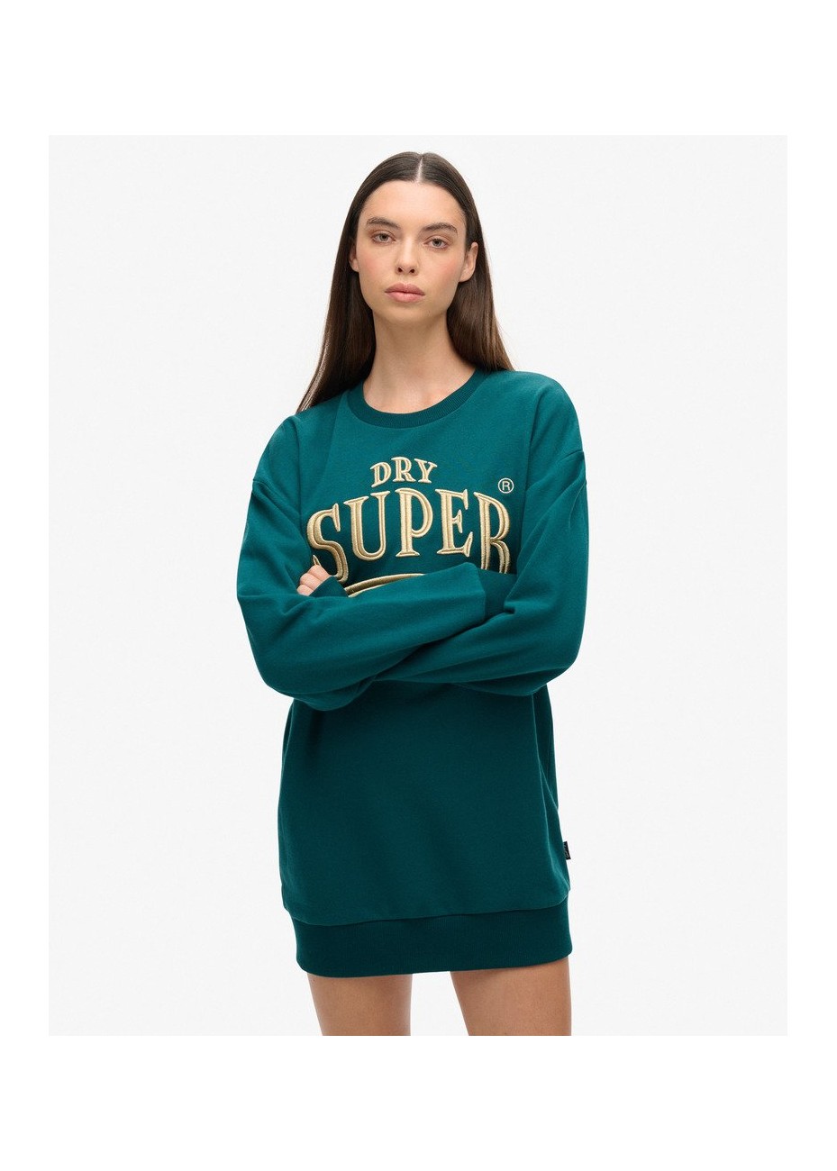 Vestido Superdry Verde Logo Dorado