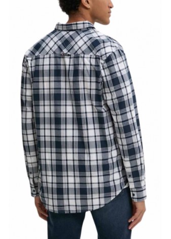 Camisa Tommy Jeans Regular Popelin Cuadros Grandes Negro