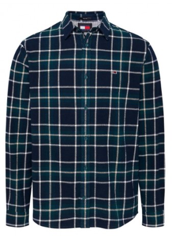 Camisa Tommy Jeans FLANNE Franela Cuadros Azul y Verde