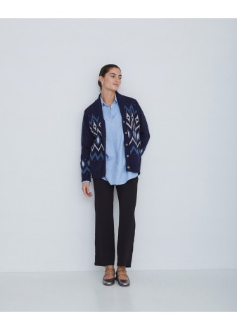 Cardigan Yerse Jacquard Azul