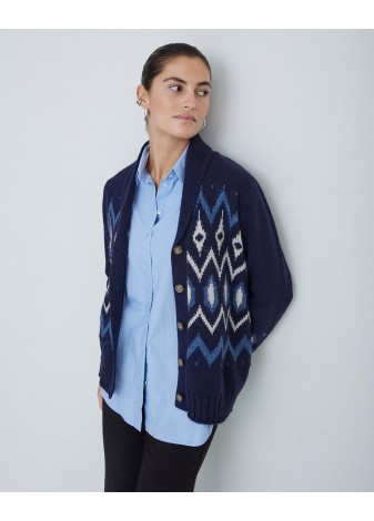 Cardigan Yerse Jacquard Azul