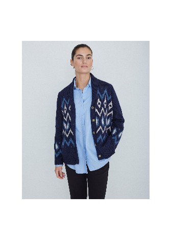 Cardigan Yerse Jacquard Azul