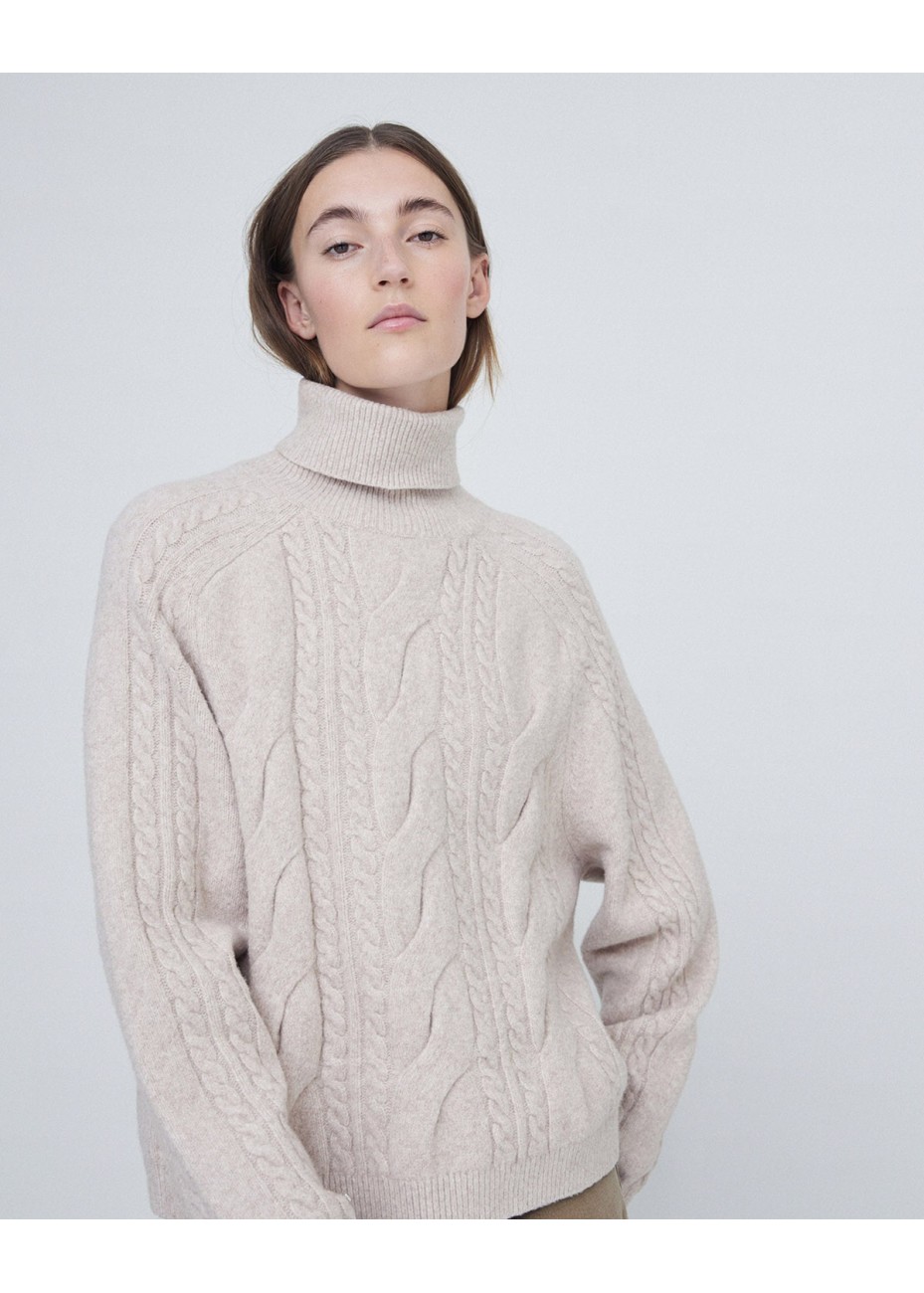 Jersey Yerse Oversize Con Trenzas Beige