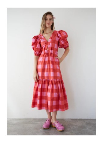 Vestido Dr. Bloom Joy Cuadros Rojo