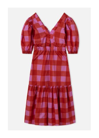 Vestido Dr. Bloom Joy Cuadros Rojo