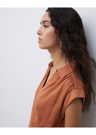 Vestido Yerse Camisero Flamé Terracota