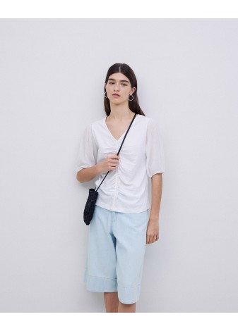 Camiseta Yerse Detalle Volante Blanco