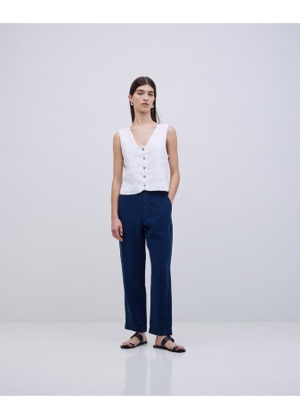 Pantalón Yerse Recto Lino Azul Marino