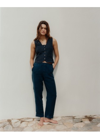 Pantalón Yerse Recto Lino Azul Marino