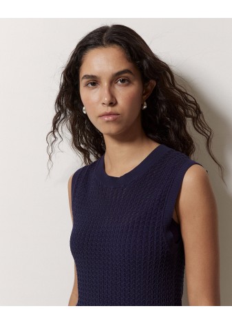 Vestido Yerse Largo Calado Azul