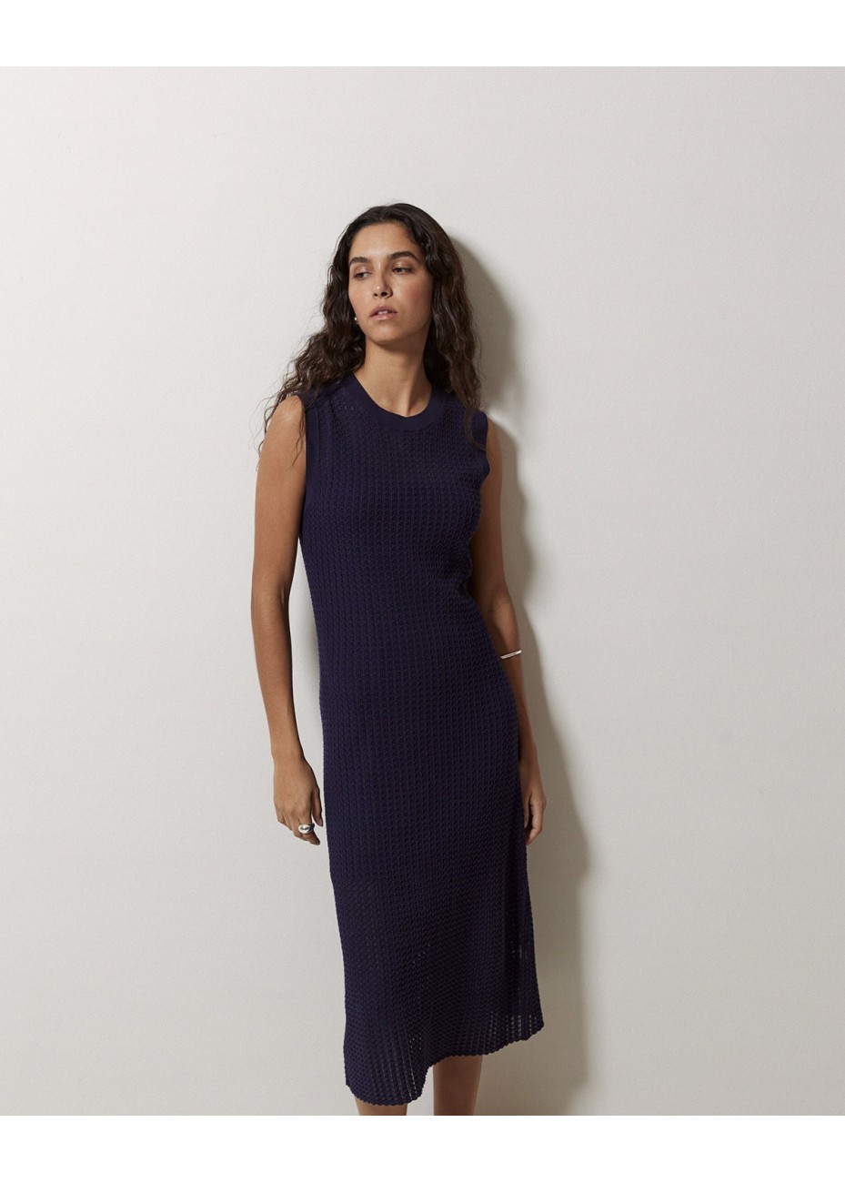 Vestido Yerse Largo Calado Azul