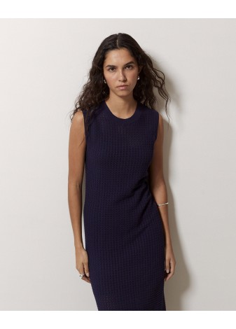 Vestido Yerse Largo Calado Azul