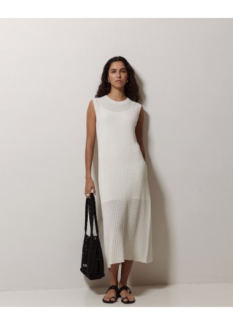 Vestido Yerse Largo Calado Blanco