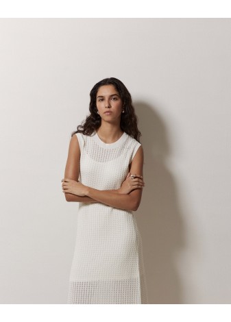 Vestido Yerse Largo Calado Blanco