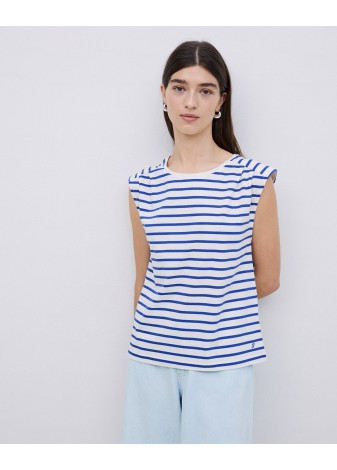 Camiseta Yerse Rayas Azul Sin Manga