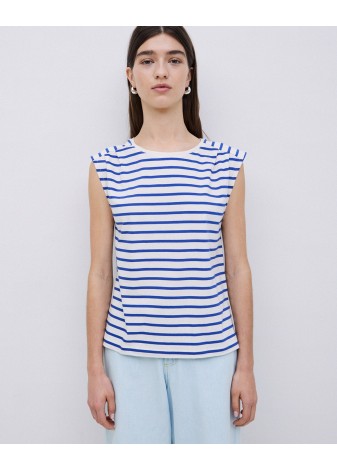 Camiseta Yerse Rayas Azul Sin Manga