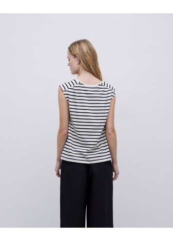 Camiseta Yerse Rayas Negro Sin Manga