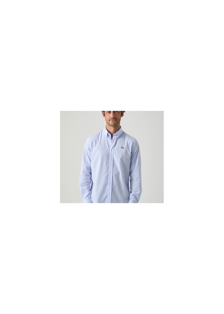 Camisa Scotta 1985 Cuadro Vichy Celeste