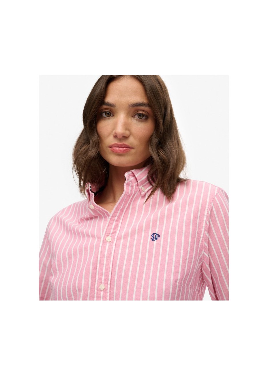 Camisa Superdry Oxford Slim Rosa Raya Blanco