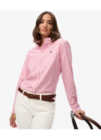 Camisa Superdry Oxford Slim Rosa Raya Blanco