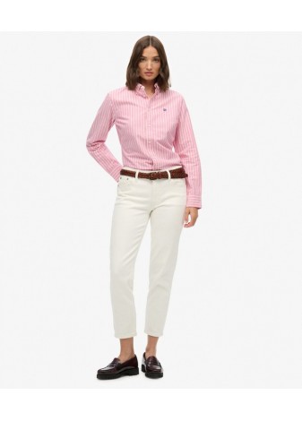 Camisa Superdry Oxford Slim Rosa Raya Blanco
