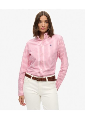 Camisa Superdry Oxford Slim Rosa Raya Blanco