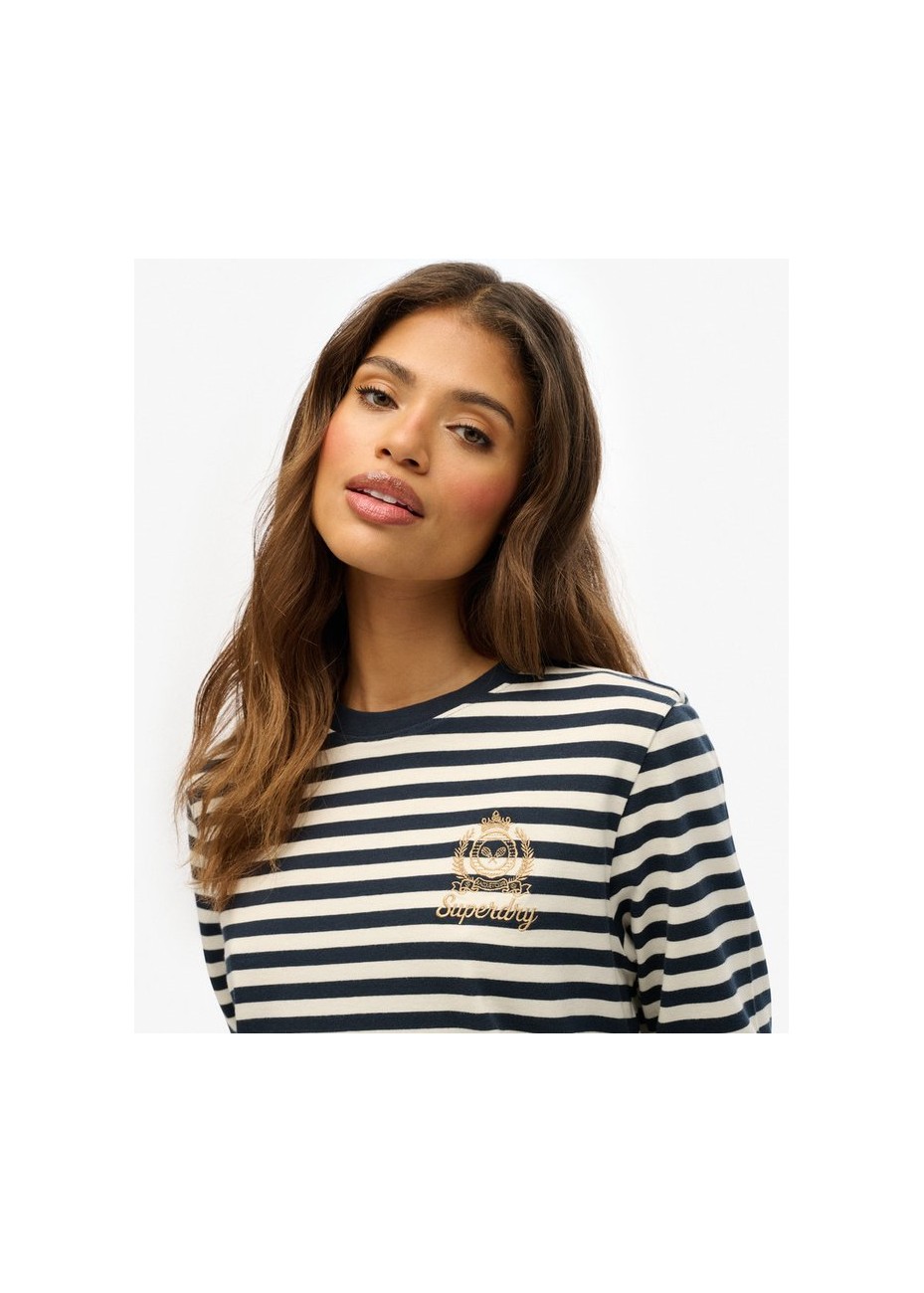 Camiseta Superdry Country Club Rayas Escudo Bordado Camel