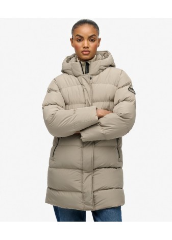 Chaqueta  Superdry Acolchada Con Capucha Largo Medio Beige