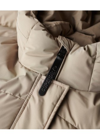 Chaqueta  Superdry Acolchada Con Capucha Largo Medio Beige