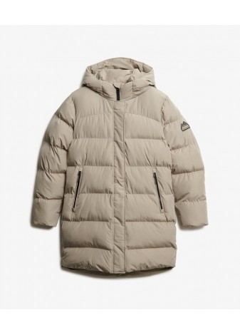 Chaqueta  Superdry Acolchada Con Capucha Largo Medio Beige
