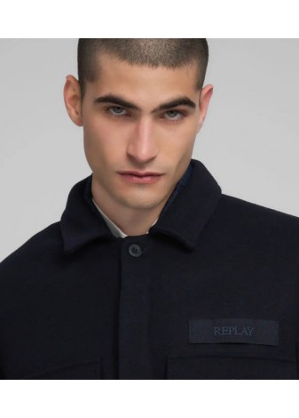 Chaqueta Replay Camisera Paño Azul Marino