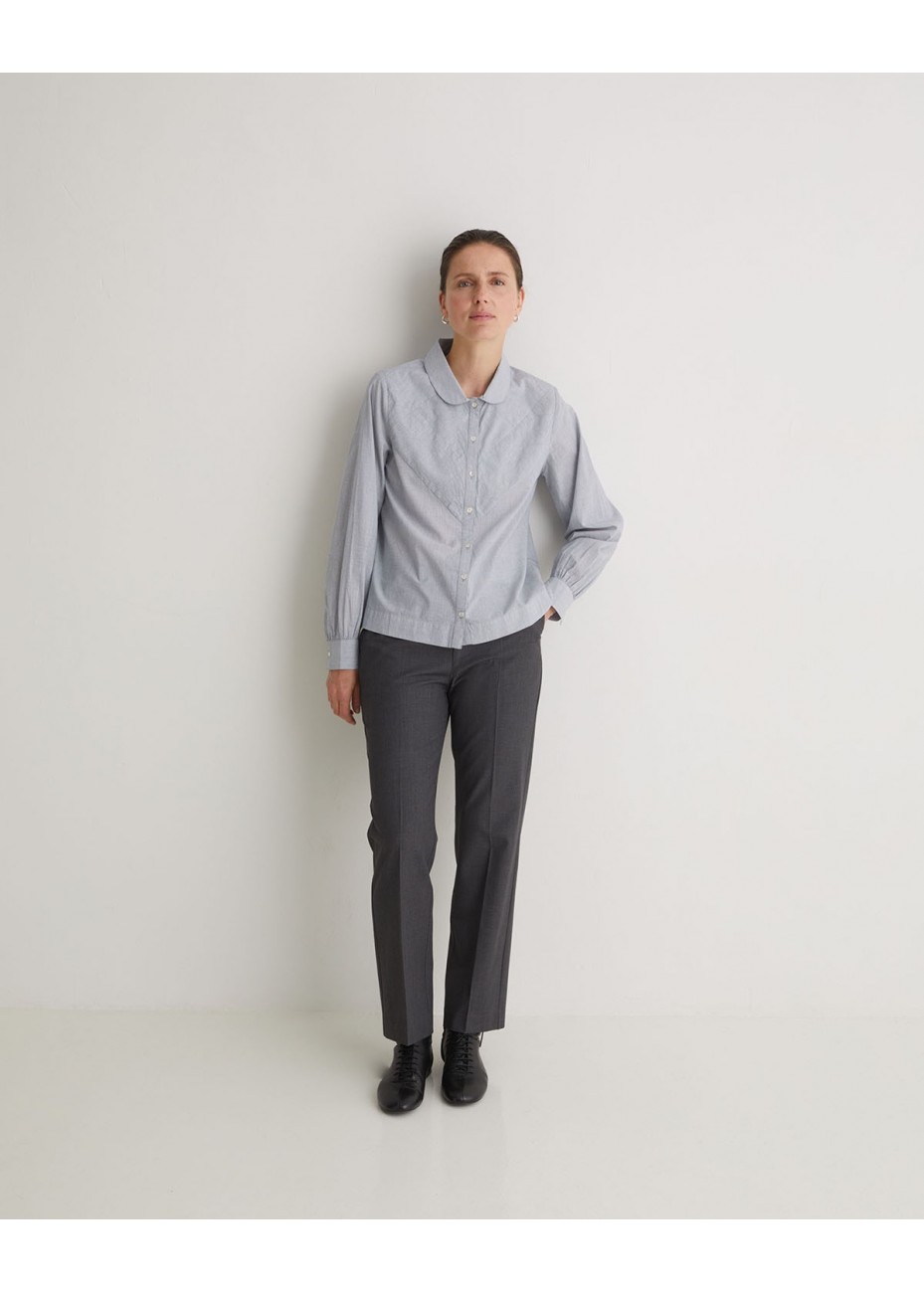 Camisa Yerse C/Bobo Micro Rayas Marino